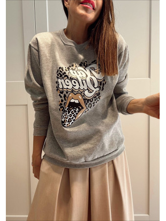 Sudadera Estampada NAP QUEEN Gris HEVE