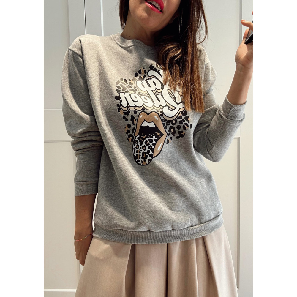 Sudadera Estampada NAP QUEEN Gris HEVE