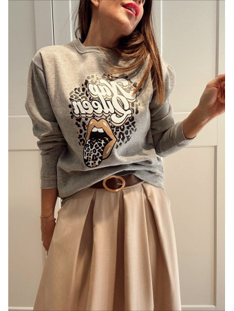 Sudadera Estampada NAP QUEEN Gris HEVE