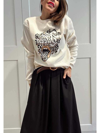 Sudadera Estampada NAP QUEEN Beige HEVE