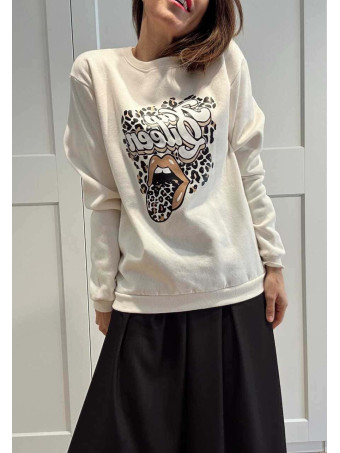 Sudadera Estampada NAP QUEEN Beige HEVE