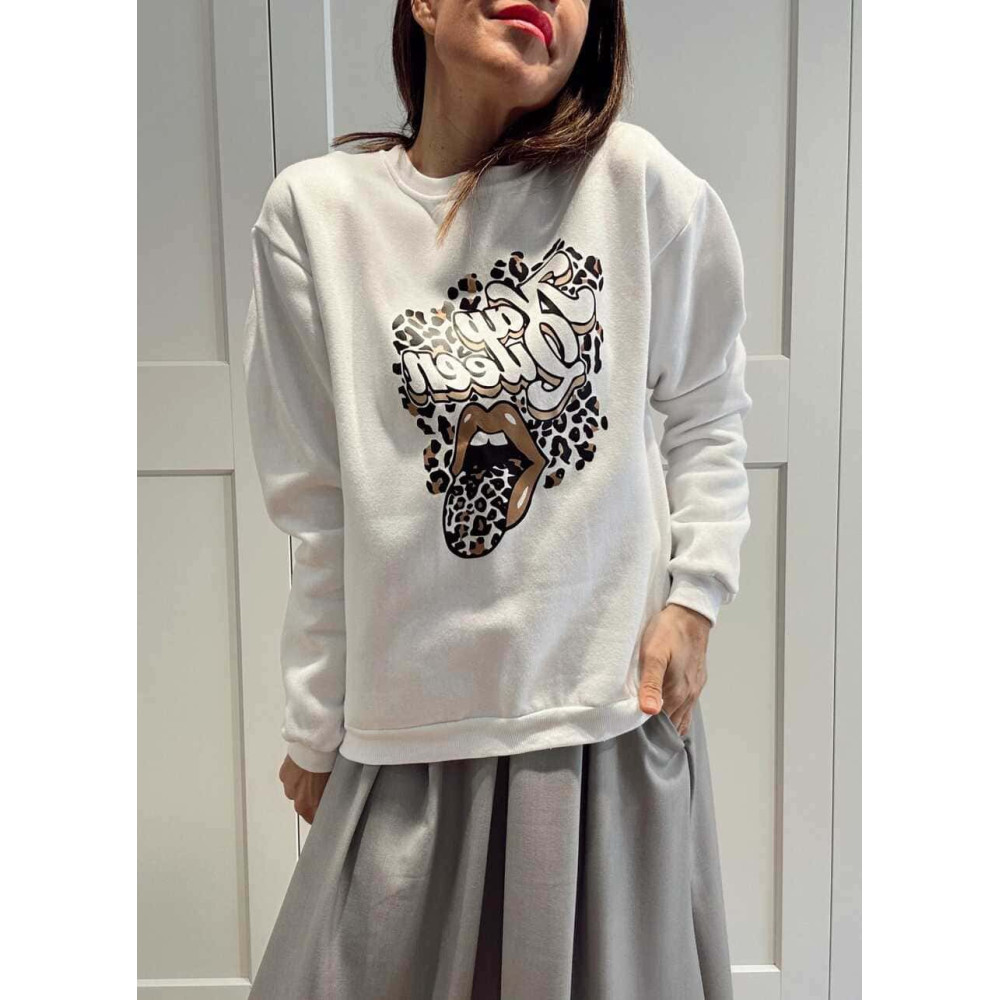 Sudadera Estampada NAP QUEEN Blanco HEVE