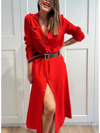 Vestido Camisero con Cinturón SILORA Rojo HEVE