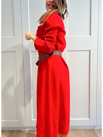Vestido Camisero con Cinturón SILORA Rojo HEVE