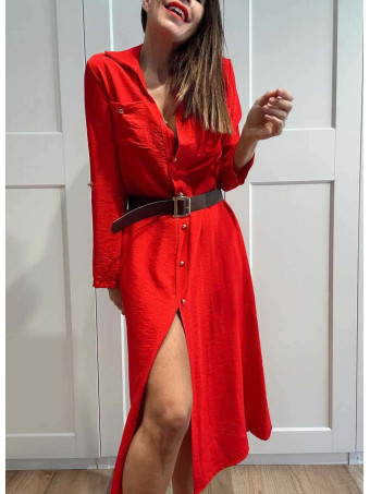 Vestido Camisero con Cinturón SILORA Rojo HEVE