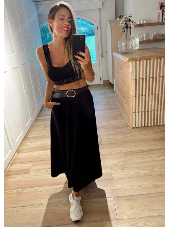 Falda Larga con Cinturón MIRENAI Negro HEVE