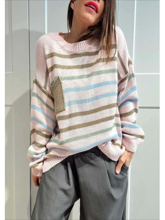 Punto Rayas con Bolsillo NAYLITH Rosa HEVE