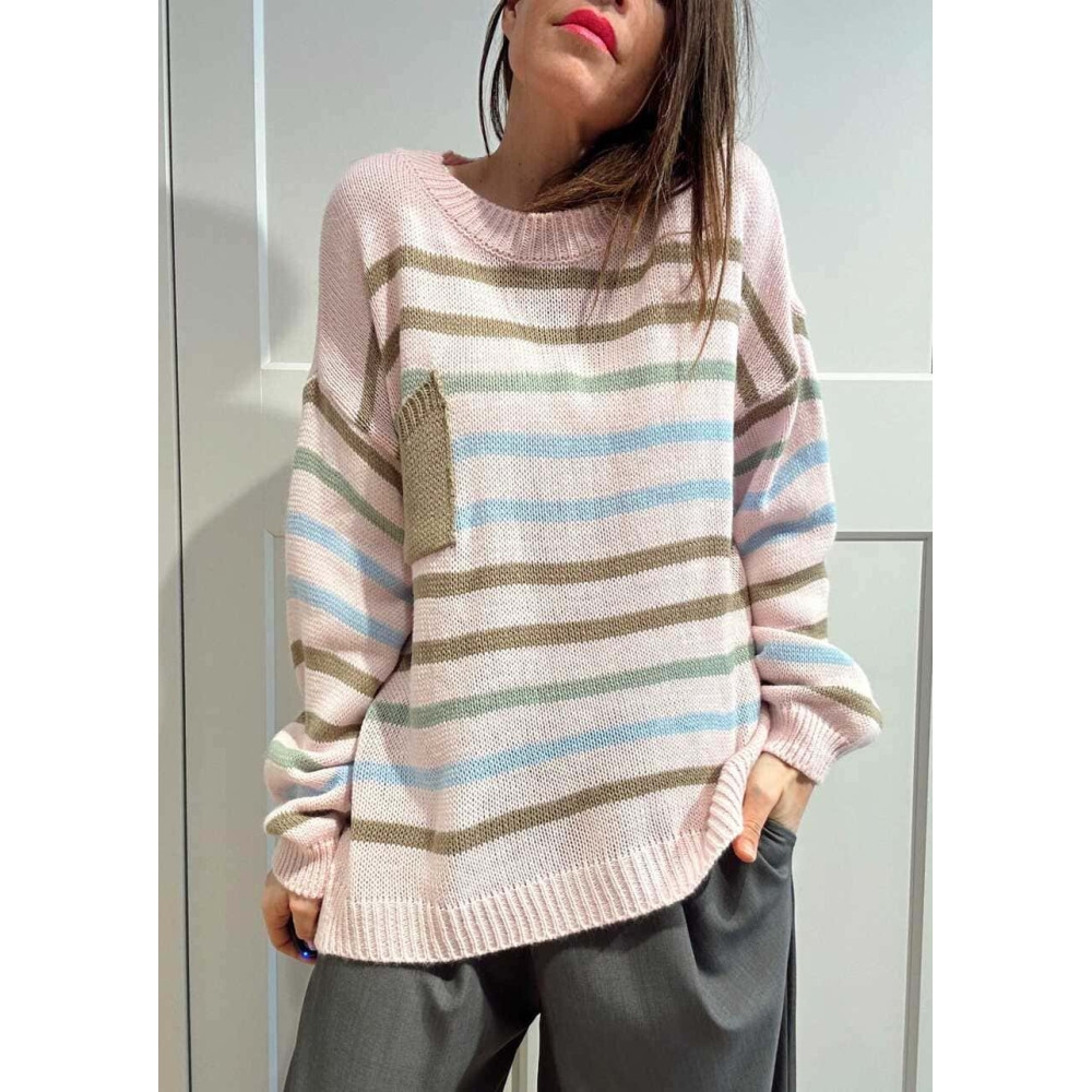 Punto Rayas con Bolsillo NAYLITH Rosa HEVE