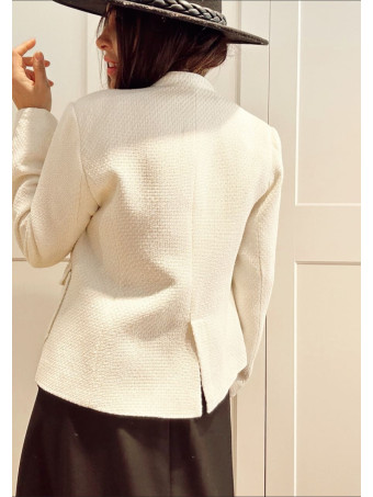 Chaqueta Tweed Estilo Chanel KERYTHIA Blanco HEVE