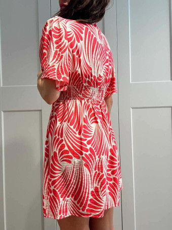 Vestido Corto Estampado SERASI Fucsia/Beige HEVE