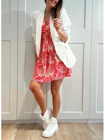 Vestido Corto Estampado SERASI Fucsia/Beige HEVE