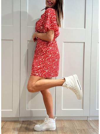 Vestido Cruzado Estampado Floral SERELLA Rojo HEVE