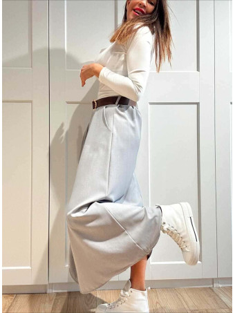 Falda Larga con Cinturón MIRENAI Gris HEVE