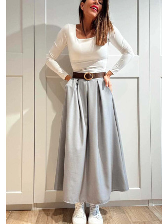 Falda Larga con Cinturón MIRENAI Gris HEVE