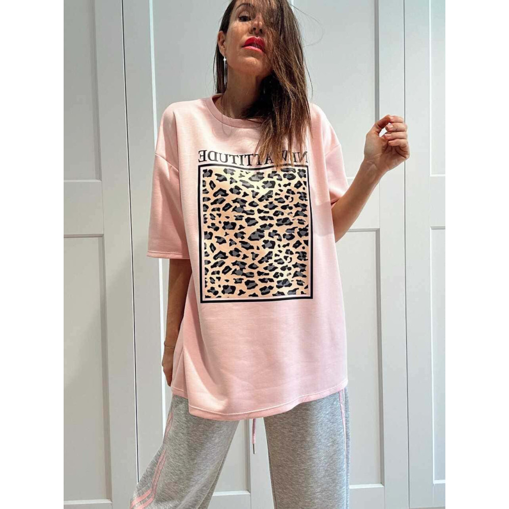 Camiseta Soft Touch Print Block NEW ATTITUDE Rosa HEVE