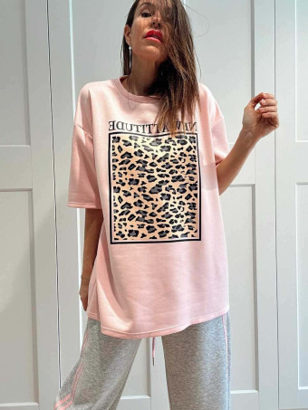 Camiseta Soft Touch Print Block NEW ATTITUDE Rosa HEVE