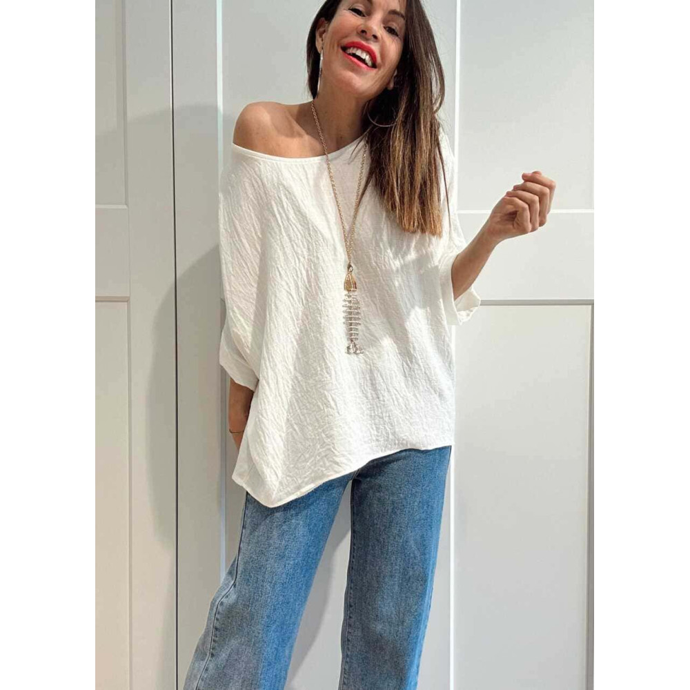 Blusa Oversize con Collar SEAFLAIR Blanco HEVE