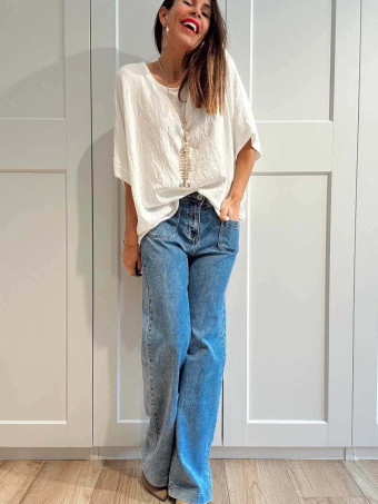 Blusa Oversize con Collar SEAFLAIR Blanco HEVE