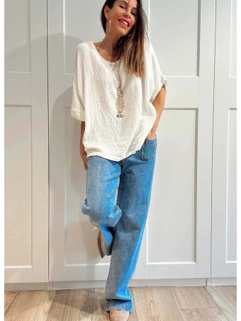 Blusa Oversize con Collar SEAFLAIR Blanco HEVE