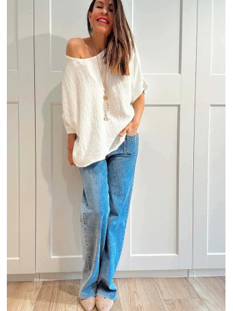 Blusa Oversize con Collar SEAFLAIR Blanco HEVE