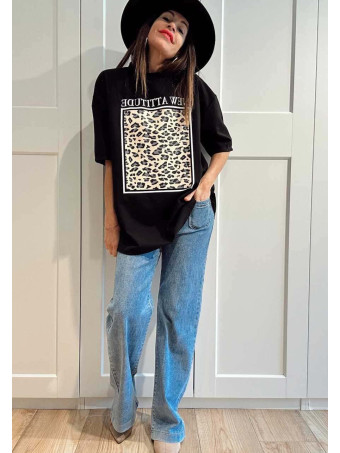 Camiseta Soft Touch Print Block NEW ATTITUDE Negro HEVE