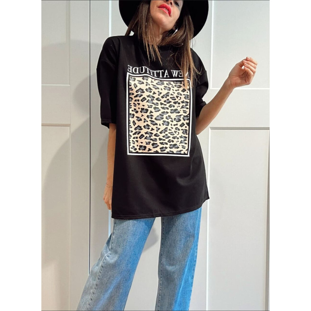 Camiseta Soft Touch Print Block NEW ATTITUDE Negro HEVE