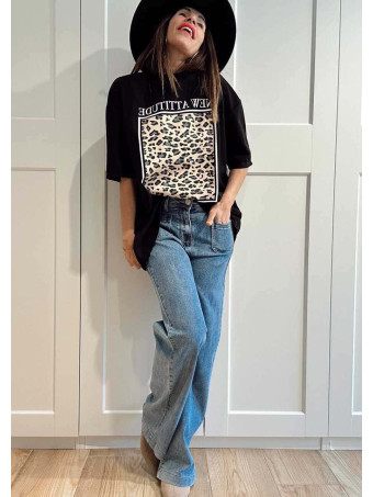 Camiseta Soft Touch Print Block NEW ATTITUDE Negro HEVE