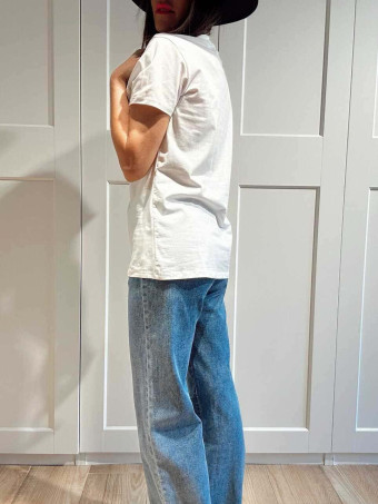 Camiseta Strass WILD SPARKLE LIPS Blanco HEVE