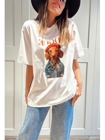 Camiseta Algodón Vinilo DOGUE COUTURE Blanco HEVE