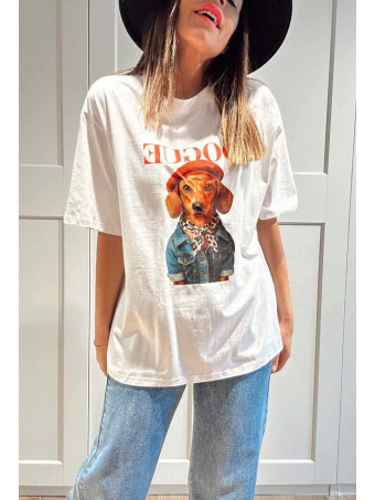 Camiseta Algodón Vinilo DOGUE COUTURE Blanco HEVE