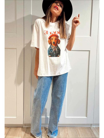 Camiseta Algodón Vinilo DOGUE COUTURE Blanco HEVE