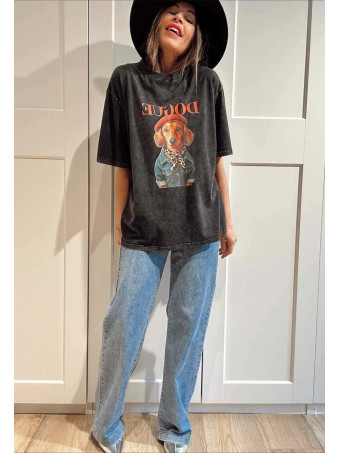 Camiseta Algodón Vinilo DOGUE COUTURE Negro HEVE