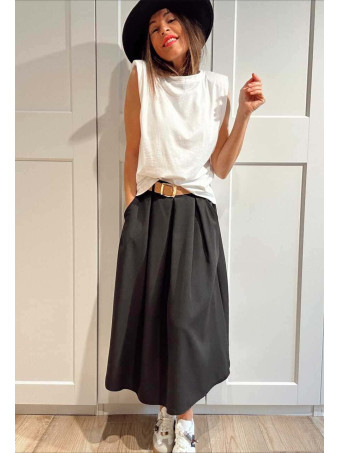 Falda Midi con Cinturón NAZLIE Negro HEVE