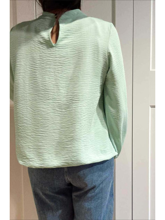 Blusa Fluida Abullonada VOLIANNE Aguamarina HEVE