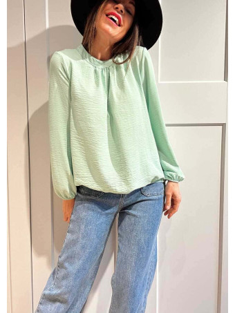 Blusa Fluida Abullonada VOLIANNE Aguamarina HEVE