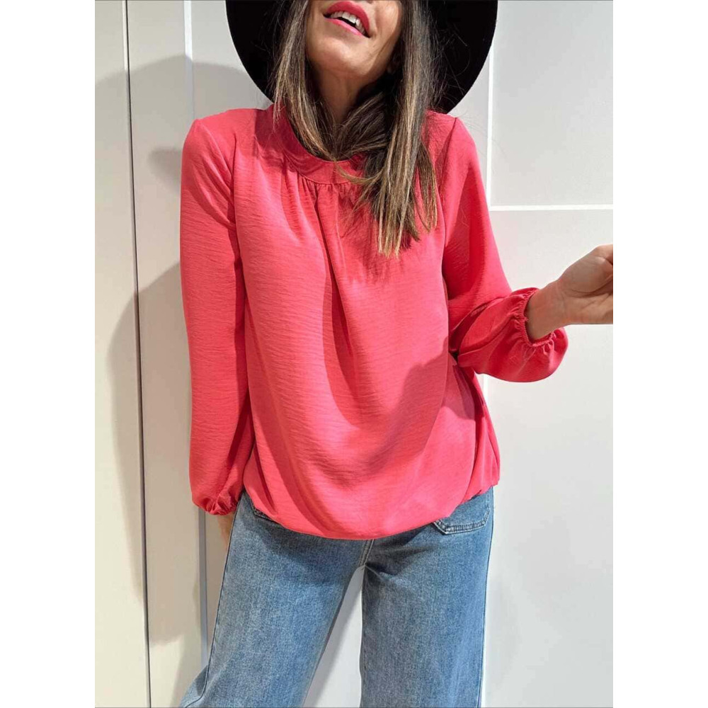 Blusa Fluida Abullonada VOLIANNE Fucsia HEVE