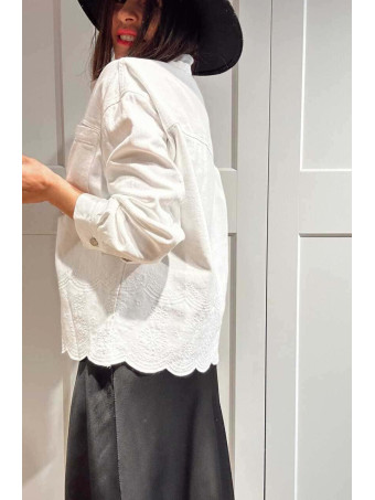Sobrecamisa Vaquera con Bordados RYZENTH Blanco HEVE
