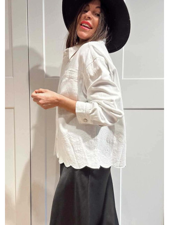 Sobrecamisa Vaquera con Bordados RYZENTH Blanco HEVE