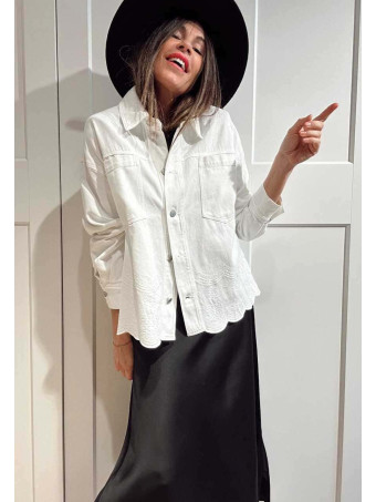 Sobrecamisa Vaquera con Bordados RYZENTH Blanco HEVE