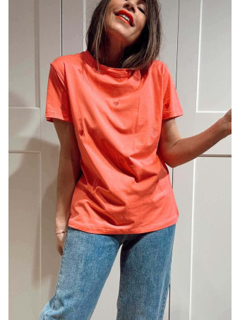 Camiseta Regular Fit Corazones Bordados LOVAK Rosa HEVE