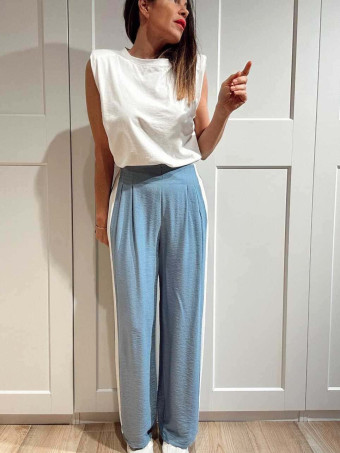 Pantalón Pinzas Franja Lateral FAREWELL Azul HEVE