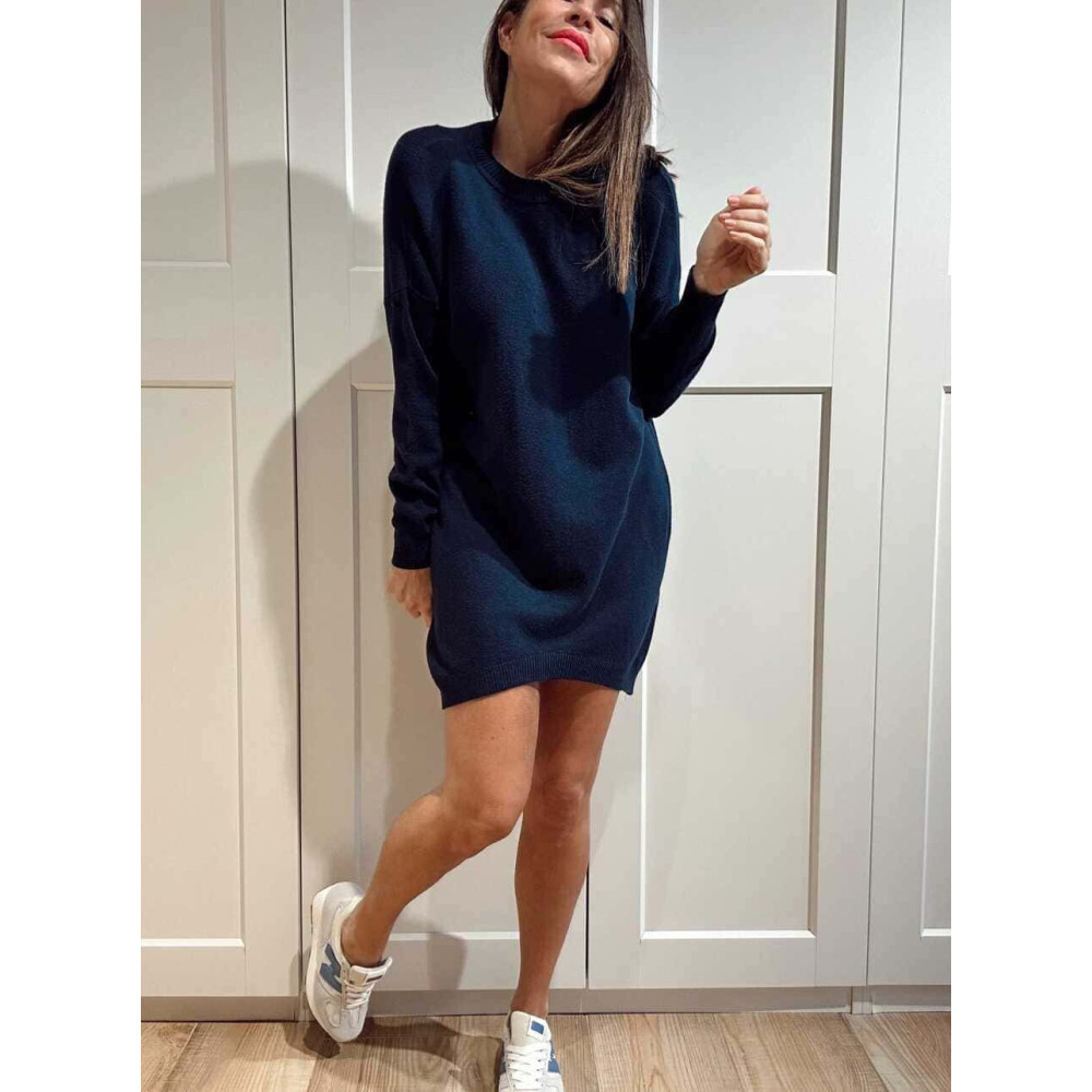 Vestido Básico Punto DEYLAN Marino HEVE