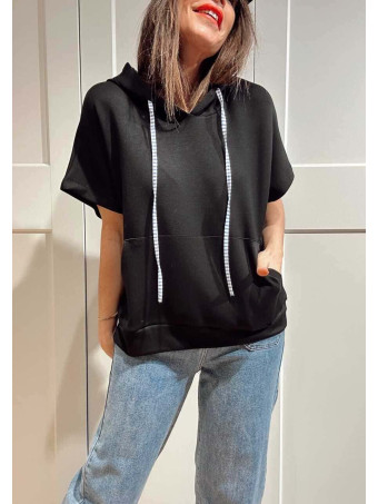 Sudadera Soft Touch Manga Corta VANDYKE Negro HEVE