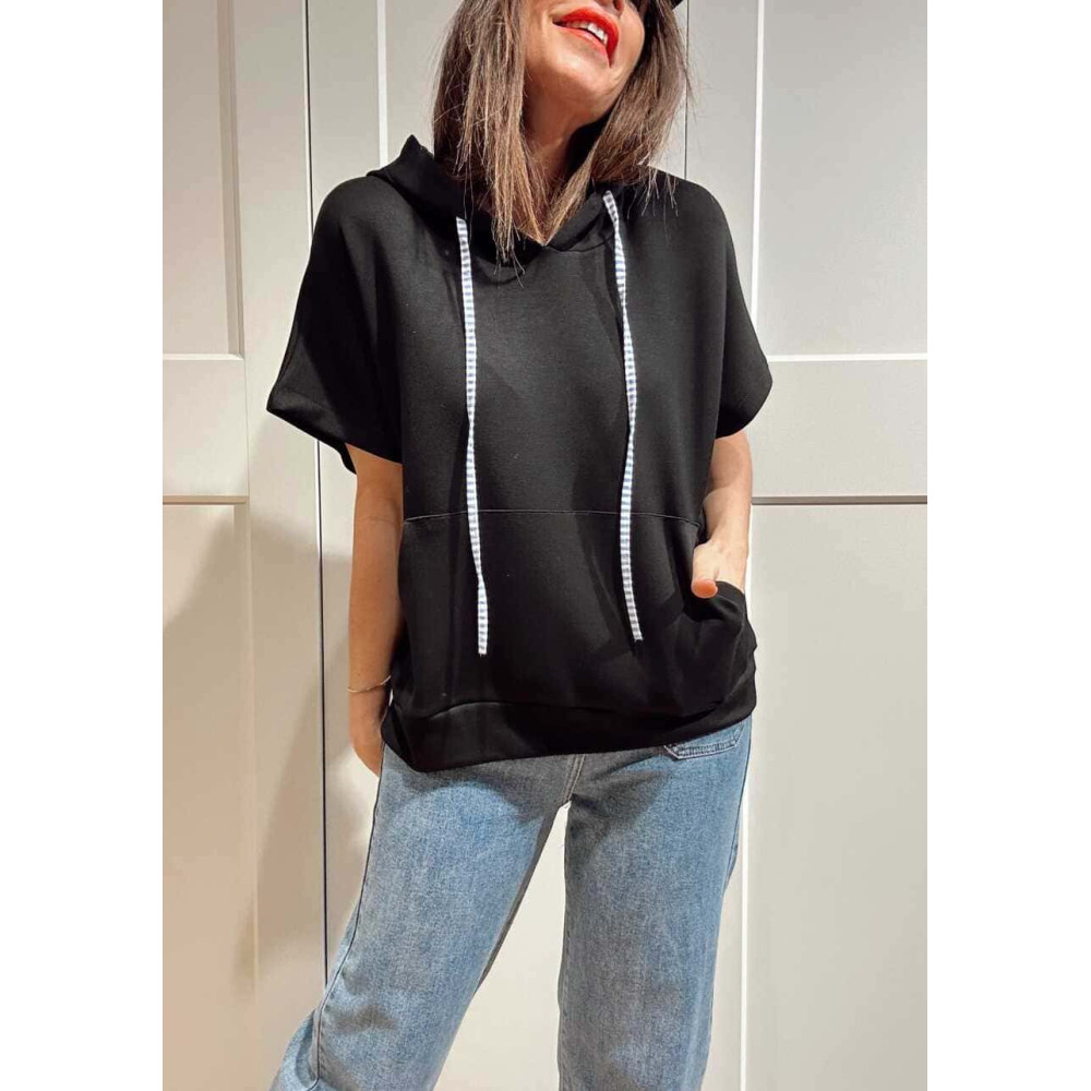 Sudadera Soft Touch Manga Corta VANDYKE Negro HEVE