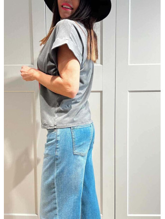 Camiseta Algodón GIRAFFITA POP ART Gris HEVE