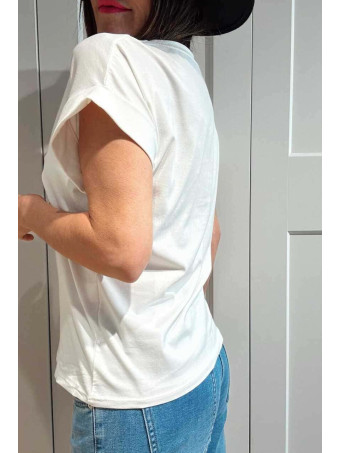 Camiseta Algodón GIRAFFITA POP ART Blanco HEVE