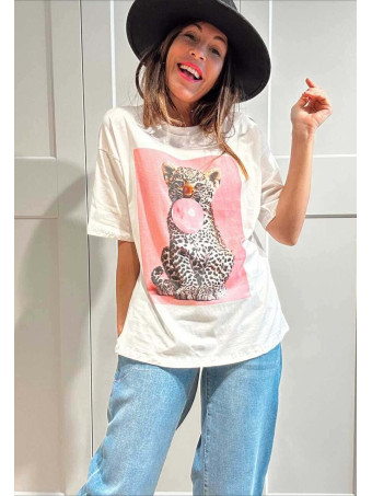 Camiseta Estampado Gráfico BABY LEOPARD Blanco HEVE