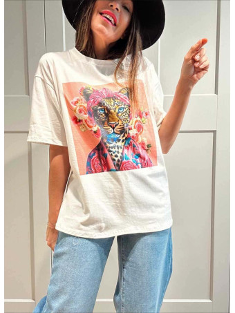 Camiseta Estampado Gráfico JUNGLE GLAM Blanco HEVE