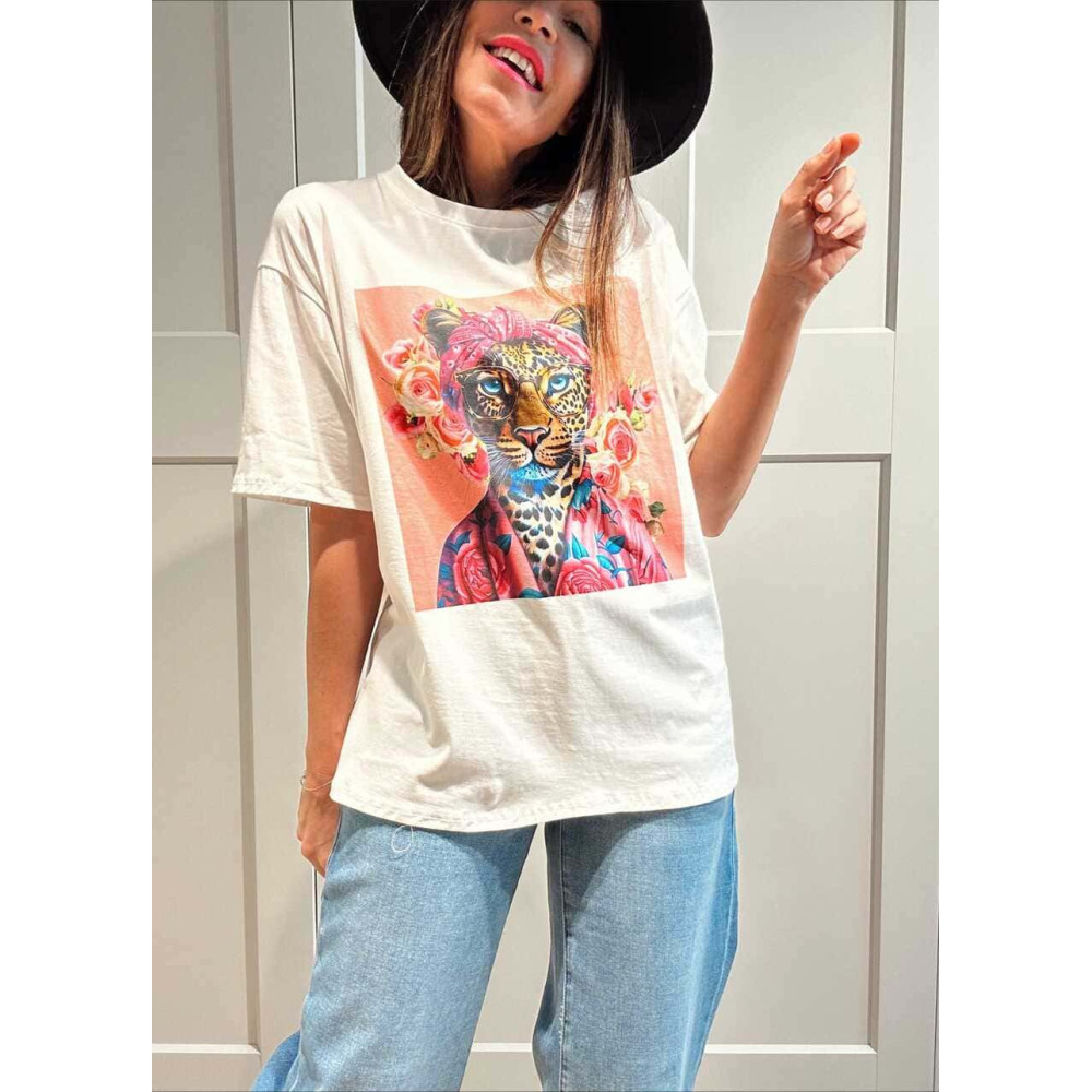 Camiseta Estampado Gráfico JUNGLE GLAM Blanco HEVE