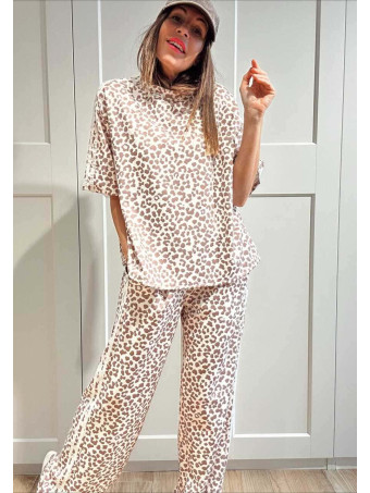 Conjunto Print Camiseta y Pantalón GROUNDER Beige/Taupe HEVE